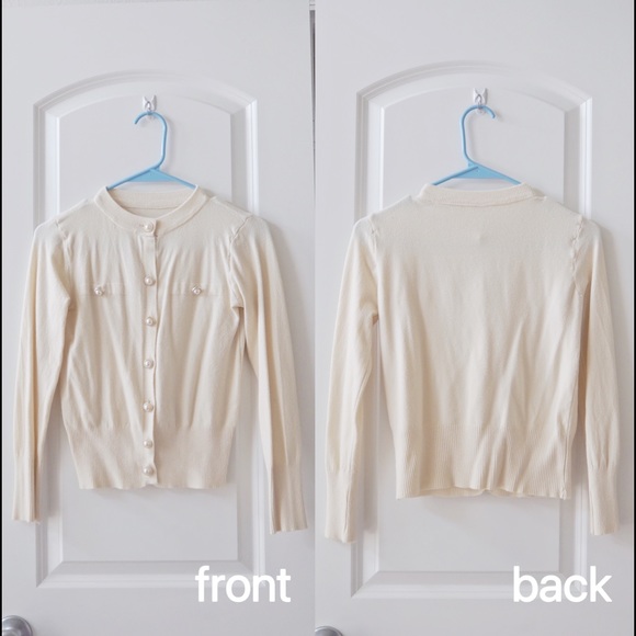 Faux pearl bottoms beige color cardigan - Picture 1 of 2